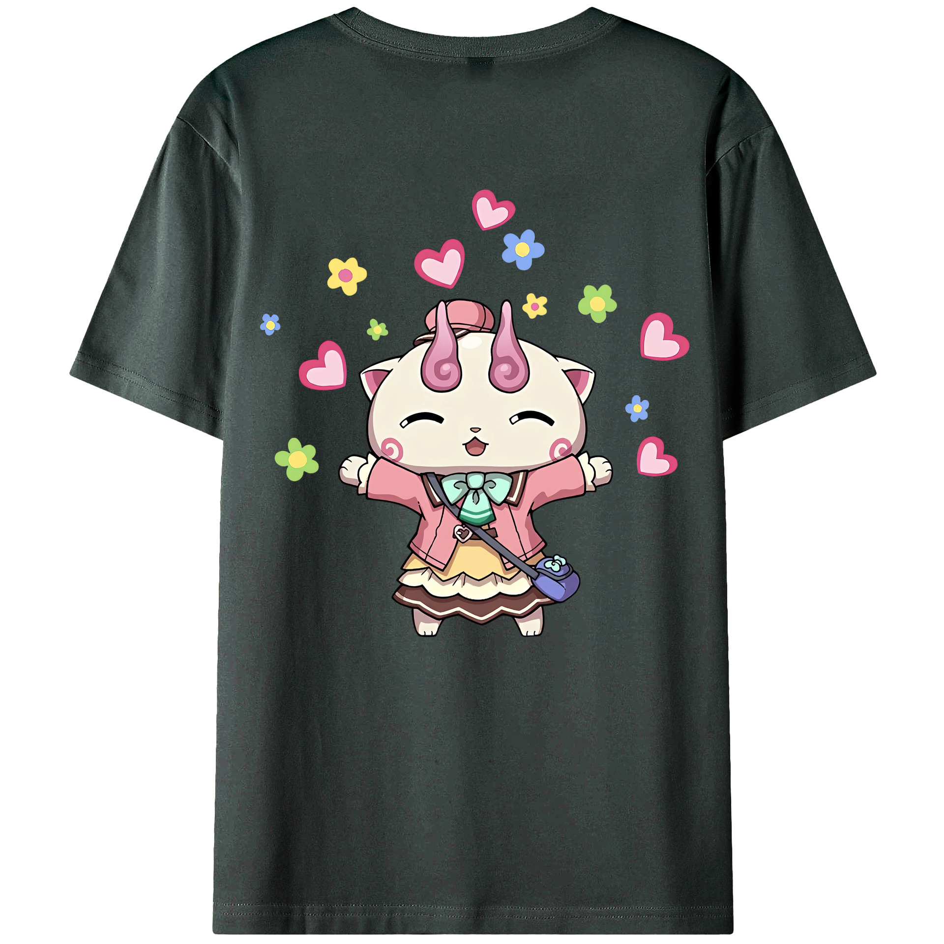 （画像用） 妖怪ウォッチ Yo-kai Watch 綿100％ メンズ半袖Tシャツ（バックプリント） 通気性